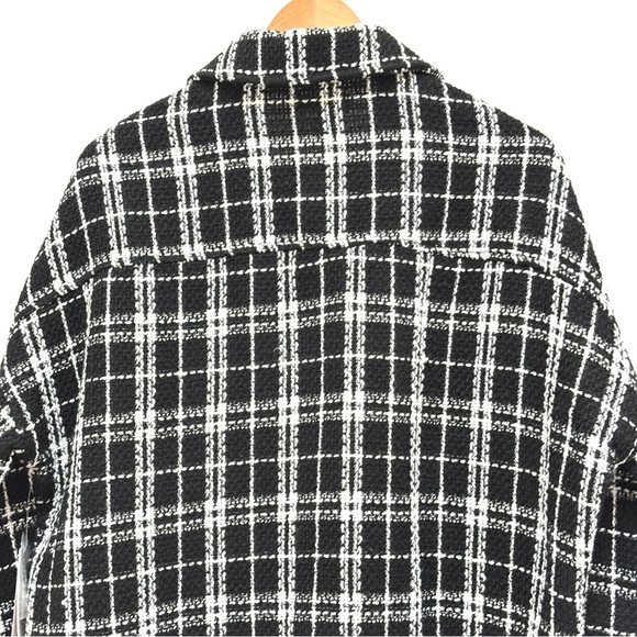 Aqua Plaid Shacket Shirt Jacket Tweed Black White XS ASO Selena Gomez NEW - Picture 9 of 15